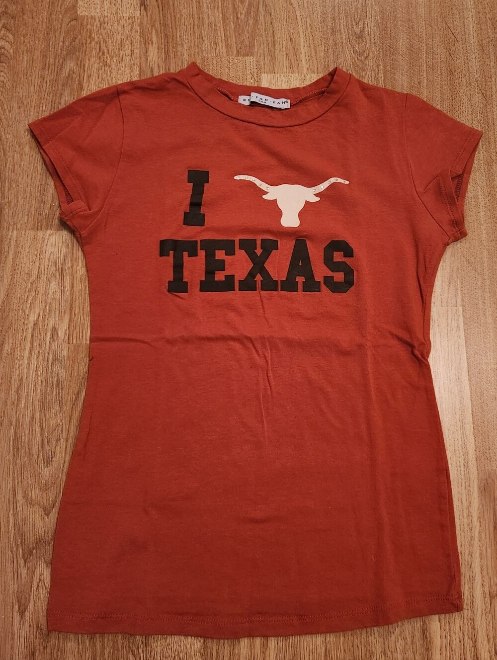 Vintage Bui Yah Kah Made in USA I Love Texas Short Sleeve Tee Orange Small